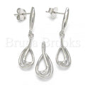 Bruna Brooks Sterling Silver 10.337.0005 Earring and Pendant Adult Set, Teardrop Design, Polished Finish, Rhodium Tone