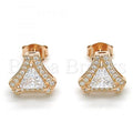 Sterling Silver 02.285.0085 Stud Earring, with White Cubic Zirconia, Polished Finish, Rose Gold Tone