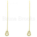 Bruna Brooks Sterling Silver 02.366.0010.1 Threader Earring, with White Micro Pave, Polished Finish, Golden Tone