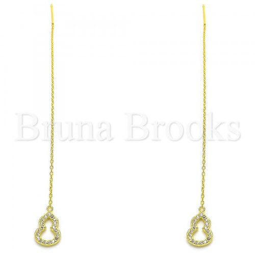 Bruna Brooks Sterling Silver 02.366.0010.1 Threader Earring, with White Micro Pave, Polished Finish, Golden Tone