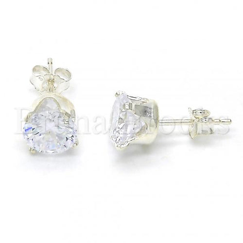 Bruna Brooks Sterling Silver 02.63.2608 Stud Earring, with White Cubic Zirconia, Polished Finish,