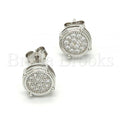 Sterling Silver 02.290.0012 Stud Earring, with White Micro Pave, Polished Finish, Rhodium Tone