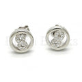 Sterling Silver 02.175.0056 Stud Earring, Infinite Design, with White Micro Pave, Polished Finish, Rhodium Tone