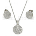 Bruna Brooks Sterling Silver 10.174.0008 Earring and Pendant Adult Set, with White Micro Pave, Rhodium Tone