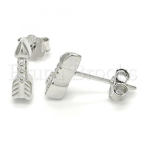 Bruna Brooks Sterling Silver 02.336.0071 Stud Earring, with White Crystal, Polished Finish, Rhodium Tone