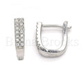 Bruna Brooks Sterling Silver 02.186.0110.12 Huggie Hoop, with White Crystal, Polished Finish, Rhodium Tone