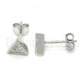 Bruna Brooks Sterling Silver 02.336.0044 Stud Earring, with White Crystal, Polished Finish, Rhodium Tone
