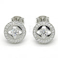 Sterling Silver 02.285.0090 Stud Earring, with White Cubic Zirconia and White Crystal, Polished Finish, Rhodium Tone