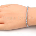 Sterling Silver 03.336.0007.07 Fancy Bracelet, with White Crystal, Polished Finish, Rhodium Tone