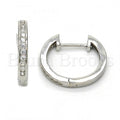 Bruna Brooks Sterling Silver 02.174.0053.20 Huggie Hoop, with White Cubic Zirconia, Polished Finish, Rhodium Tone