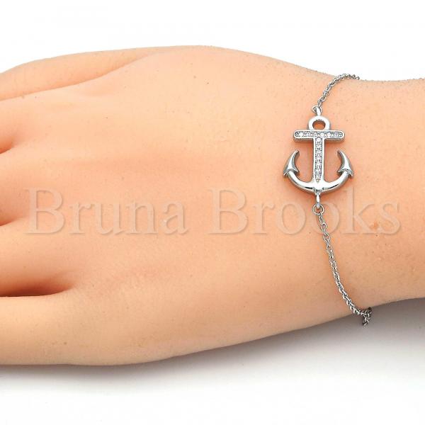 Vintage 925 Sterling Silver Anchor Bracelet with Charms. Length: 18.5 cm / 7.2 inch.