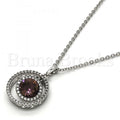 Rhodium Plated 04.26.0022.16 Fancy Necklace, with  Swarovski Crystals and White Crystal, Polished Finish, Rhodium Tone
