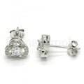 Bruna Brooks Sterling Silver 02.285.0091 Stud Earring, with White Cubic Zirconia, Polished Finish, Rhodium Tone