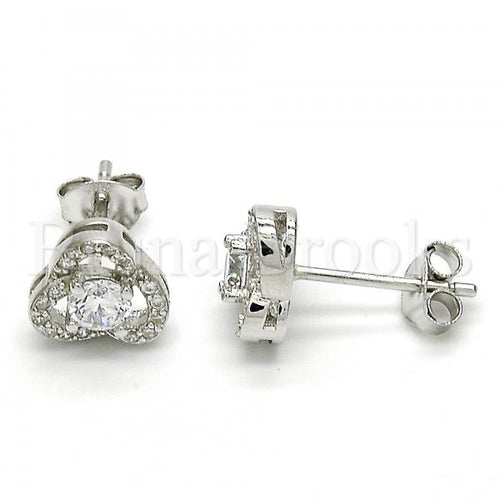 Bruna Brooks Sterling Silver 02.285.0091 Stud Earring, with White Cubic Zirconia, Polished Finish, Rhodium Tone