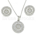 Sterling Silver 10.286.0021 Earring and Pendant Adult Set, with White Cubic Zirconia, Polished Finish, Rhodium Tone