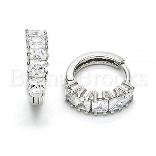 Bruna Brooks Sterling Silver 02.175.0039.15 Huggie Hoop, with White Cubic Zirconia, Polished Finish, Rhodium Tone