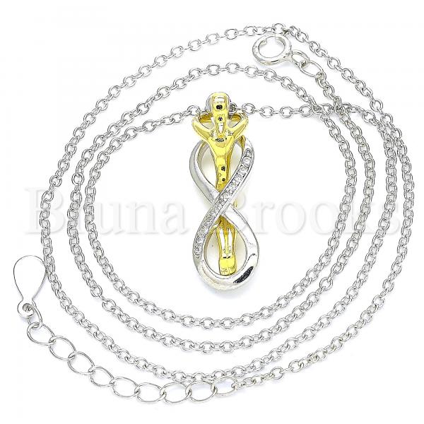 Sterling Silver 04.336.0196.16 Fancy Necklace, with White Micro Pave, Polished Finish, Two Tone