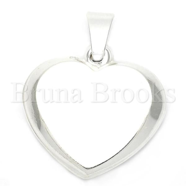 Bruna Brooks Sterling Silver 05.16.0214 Fancy Pendant, and Heart Polished Finish, Silver Tone
