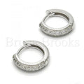 Sterling Silver 02.175.0069.15 Huggie Hoop, with White Micro Pave, Polished Finish, Rhodium Tone