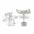 Sterling Silver 02.290.0029 Stud Earring, Butterfly Design, with White Cubic Zirconia, Polished Finish, Rhodium Tone