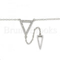 Sterling Silver Fancy Necklace, with Micro Pave, Rhodium Tone