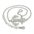 Sterling Silver 03.336.0027.07 Fancy Bracelet, Anchor Design, with White Micro Pave, Polished Finish, Rhodium Tone