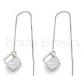 Sterling Silver Threader Earring, with Cubic Zirconia, Golden Tone