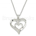 Bruna Brooks Sterling Silver 04.336.0132.16 Fancy Necklace, Heart Design, with White Micro Pave, Polished Finish, Rhodium Tone