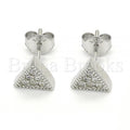 Sterling Silver 02.336.0044 Stud Earring, with White Crystal, Polished Finish, Rhodium Tone