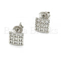 Sterling Silver 02.285.0007 Stud Earring, with White Cubic Zirconia, Polished Finish, Rhodium Tone