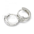 Sterling Silver 02.332.0020.12 Huggie Hoop, with White Micro Pave, Polished Finish, Rhodium Tone