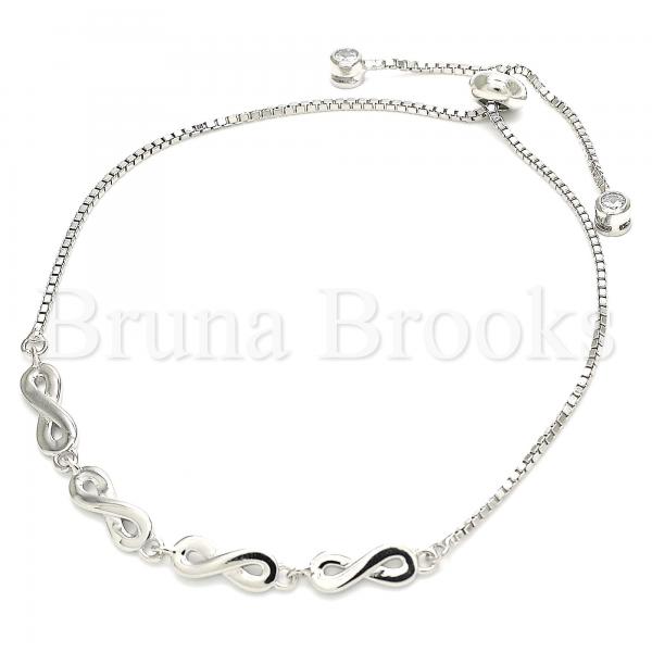 Sterling Silver 03.175.0007.11 Fancy Bracelet, Polished Finish, Rhodium Tone