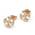Sterling Silver 02.285.0047 Stud Earring, with White Cubic Zirconia, Polished Finish, Rose Gold Tone