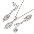 Sterling Silver 10.337.0001 Earring and Pendant Adult Set, with White Micro Pave, Polished Finish, Rhodium Tone