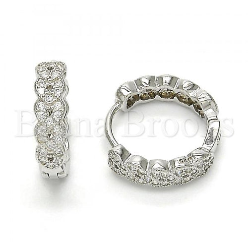 Bruna Brooks Sterling Silver 02.186.0037.15 Huggie Hoop, with White Cubic Zirconia, Polished Finish, Rhodium Tone