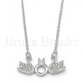 Bruna Brooks Sterling Silver 04.336.0052.16 Fancy Necklace, Swan Design, with White Cubic Zirconia and White Crystal, Polished Finish, Rhodium Tone