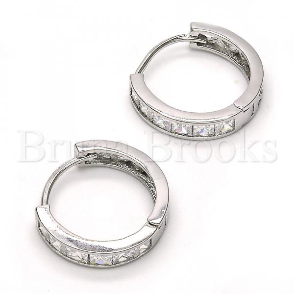 Sterling Silver 02.174.0054.20 Huggie Hoop, with White Cubic Zirconia, Polished Finish, Rhodium Tone