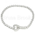 Bruna Brooks Sterling Silver 03.286.0003.08 Fancy Bracelet, Heart Design, with White Cubic Zirconia, Polished Finish, Rhodium Tone