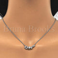 Sterling Silver Fancy Necklace, Heart Design, with Crystal, Rhodium Tone