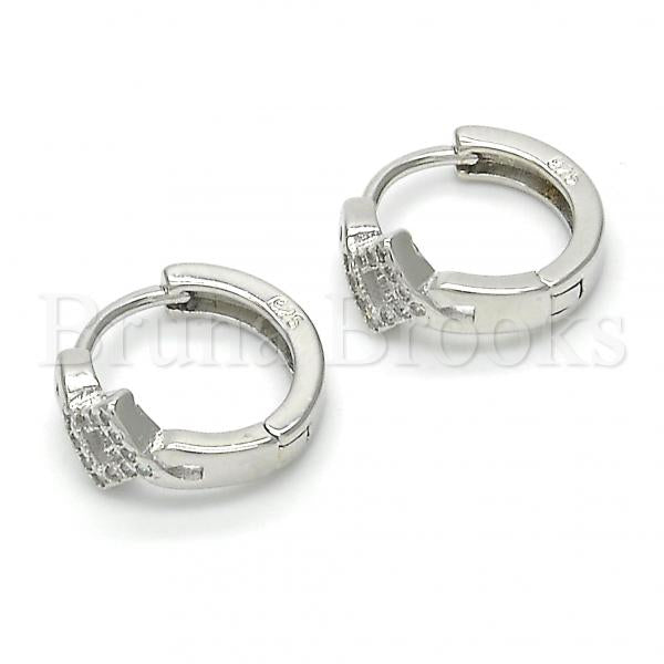 Sterling Silver 02.175.0149.15 Huggie Hoop, with White Micro Pave, Polished Finish, Rhodium Tone