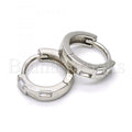 Sterling Silver 02.175.0094.10 Huggie Hoop, with White Cubic Zirconia, Polished Finish, Rhodium Tone