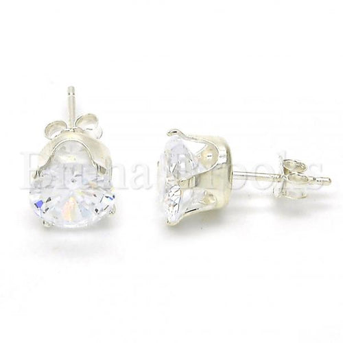 Bruna Brooks Sterling Silver 02.63.2609 Stud Earring, with White Cubic Zirconia, Polished Finish,