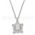 Bruna Brooks Sterling Silver 04.336.0066.16 Fancy Necklace, Turtle Design, with White Micro Pave, Polished Finish, Rhodium Tone