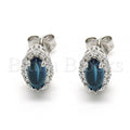 Sterling Silver 02.186.0024 Stud Earring, with White and Blue Topaz Cubic Zirconia, Polished Finish, Rhodium Tone
