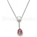 Rhodium Plated Fancy Necklace, Teardrop Design, with Swarovski Crystals and Cubic Zirconia, Rhodium Tone