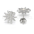Sterling Silver 02.336.0010 Stud Earring, Sun Design, with White Crystal, Polished Finish, Rhodium Tone