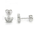 Bruna Brooks Sterling Silver 02.285.0066 Stud Earring, Crown Design, with White Cubic Zirconia, Polished Finish,