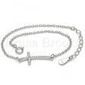 Sterling Silver 03.336.0029.07 Fancy Bracelet, Cross Design, with White Micro Pave, Polished Finish, Rhodium Tone