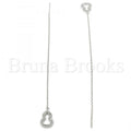 Sterling Silver 02.366.0010 Threader Earring, with White Micro Pave, Polished Finish, Rhodium Tone