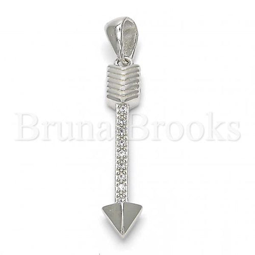 Bruna Brooks Sterling Silver 05.336.0027 Fancy Pendant, with White Micro Pave, Polished Finish, Rhodium Tone